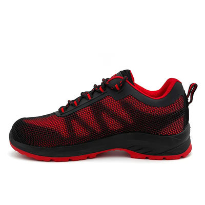 comprare KPU Scarpe da lavoro a maglia traspirante S3 Scarpe da piedi in acciaio resistente allo scivolamento Nero Rosso online manufacture