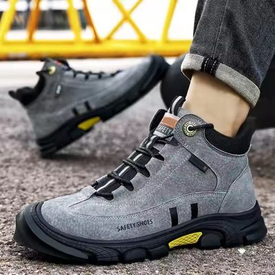 comprare Scarpe di sicurezza in suede grigio con suola intermedia in kevlar e suola in gomma resistente allo slittamento online manufacture