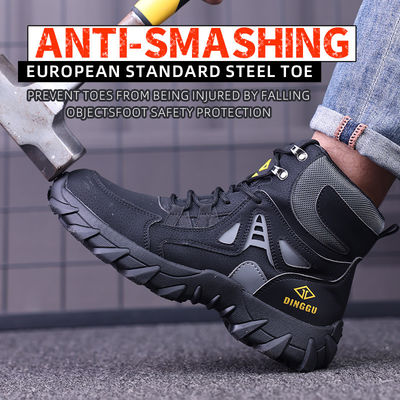 comprare Scarpe di sicurezza a maglia di pelle di microfibra di volo Scarpe di sicurezza di gomma di lavoro online manufacture