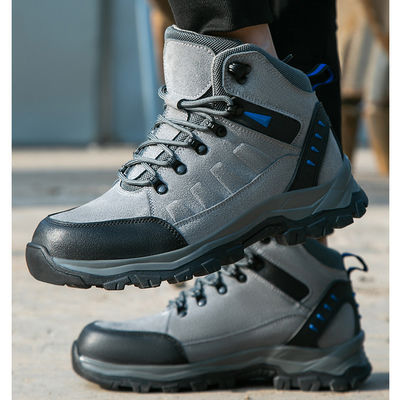 comprare Calzature di sicurezza a saldatura a medio taglio con logo personalizzato e stivali da lavoro in suede grigio online manufacture