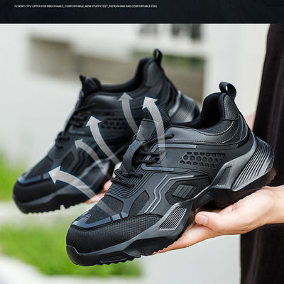 comprare Scarpe di sicurezza a logo nero a misura con maglia volante in TPU traspirante e suola intermedia in kevlar online manufacture