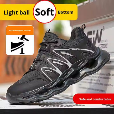comprare Scarpe di sicurezza a maglia di cuoio in microfibra traspirante con Kevlar anti pugnalatura in acciaio e suola EVA in nero online manufacture