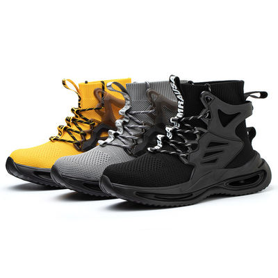 comprare Stivali da lavoro di sicurezza OEM con scarpe antinfortunistiche in maglia volante a taglio medio e puntale in acciaio standard europeo online manufacture