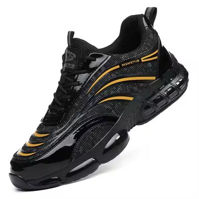 comprare Black Superfine Steel Wire Fabric Work Shoes TPU Safety Shoes Kevlar Anti-stab EVA Sole Work Shoes Comfortable Safety Shoes online manufacture