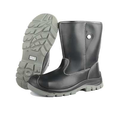 comprare OEM Black High Top Microfiber Leather Safety Work Boots con punta di acciaio standard EN e suola intermedia resistente alle forature online manufacture