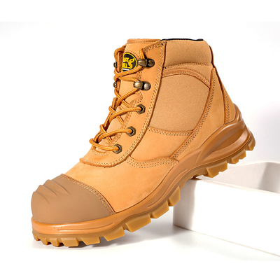 comprare OEM Wheat Nucuck Safety Boots Steel Toe Steel Midsole Safety Shoes PU+TPU Sole di lavoro Scarpe di lavoro di sicurezza online manufacture