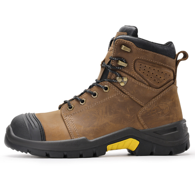 comprare Brown Microfiber Leather Security Work Boots with European Standard Steel Toe and Custom Logo Box Packaging online manufacture