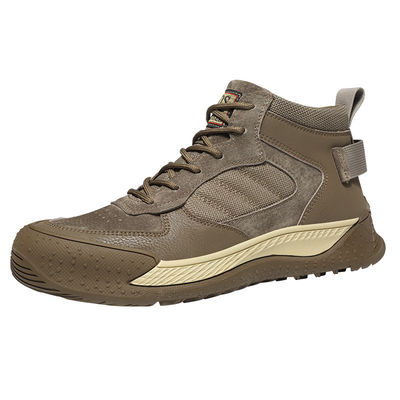 comprare Beige Suede Industrial Safety Shoes Khaki Anti-smashing Steel Toe Work Shoes Bulletproof Kevlar Mid Sole Rubber Sole online manufacture