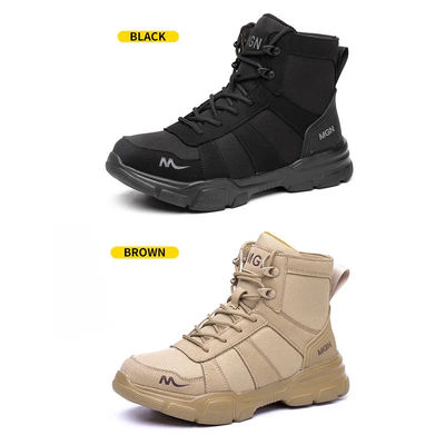 Scarpe da lavoro di sicurezza leggere giallo nero con piede di acciaio largo / piastra Kevlar