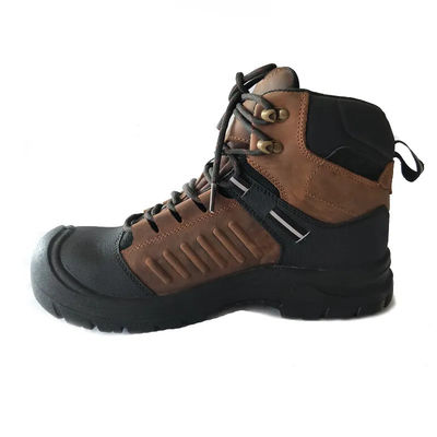 Scarpe di sicurezza industriali in PU Scarpe da piedi in acciaio in pelle marrone per autunno