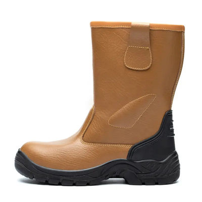 Scarpe da lavoro in pelle di sicurezza gialle resistenti all'olio e all'acqua