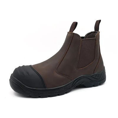 Scarpe da lavoro a prova d'acqua di pelle vera marrone senza pizzo
