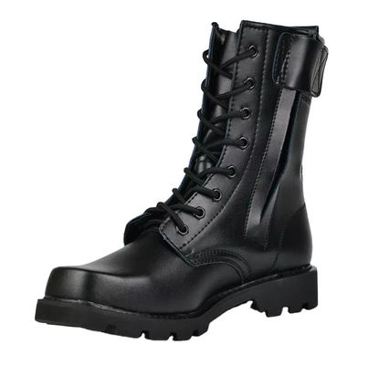 Stivali militari in pelle vera in nero e di design durevole