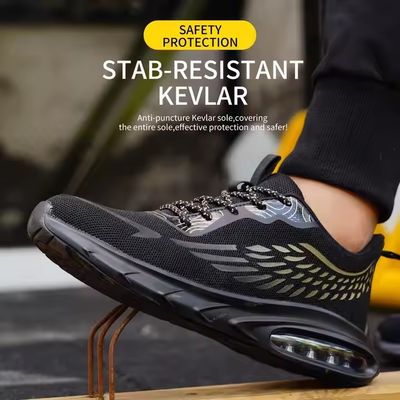 Lavori industriali Scarpe di sicurezza Flyknit con suola a cuscino d'aria e suola intermedia in kevlar