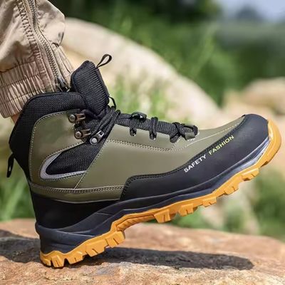 Scarpe da lavoro in pelle di microfibra nero verde antiscivolo