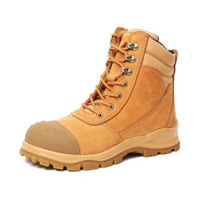 OEM Wheat Genuine Leather Martin Scarpe da lavoro PU+TPU Scarpe Wok Nucuck Scarpe di sicurezza Acciaio Gomma Acciaio Scarpe di sicurezza a suola media